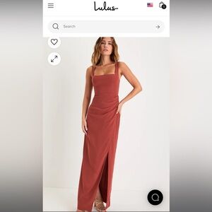 Lulus glamorous disposition rust ruched maxi dress